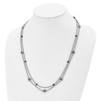 Stainless Steel Polished w/Black Onyx & Acrylic Beads w/2in ext Necklace