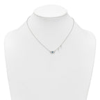 Sterling Silver Polished Blue and White CZ Eye with Beads 16 inch with 2 inch Extension Necklace