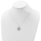 Sterling Silver Enameled Blue & Clear CZ Cross Necklace