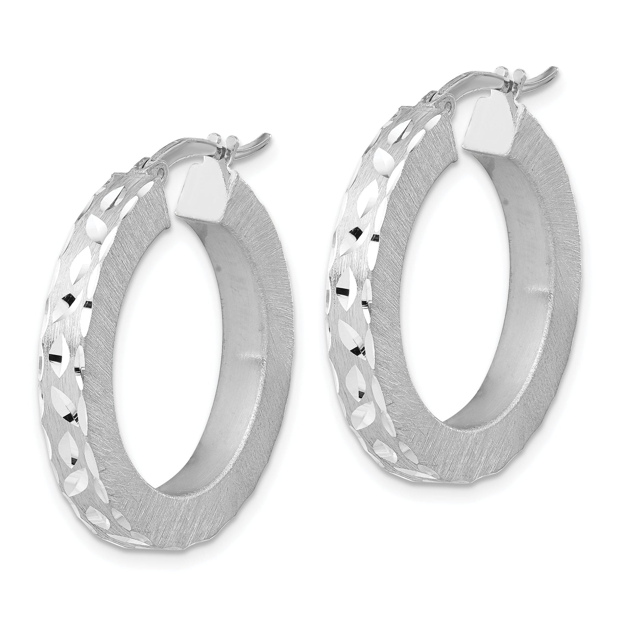 Sophia Jewelers 925 Sterling Silver Rhodium-Plated Diamond-Cut Hoop Earrings Secondary image