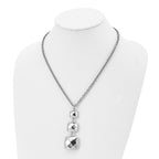 Stainless Steel Polished Hollow Squares Dangle 19.75in Necklace