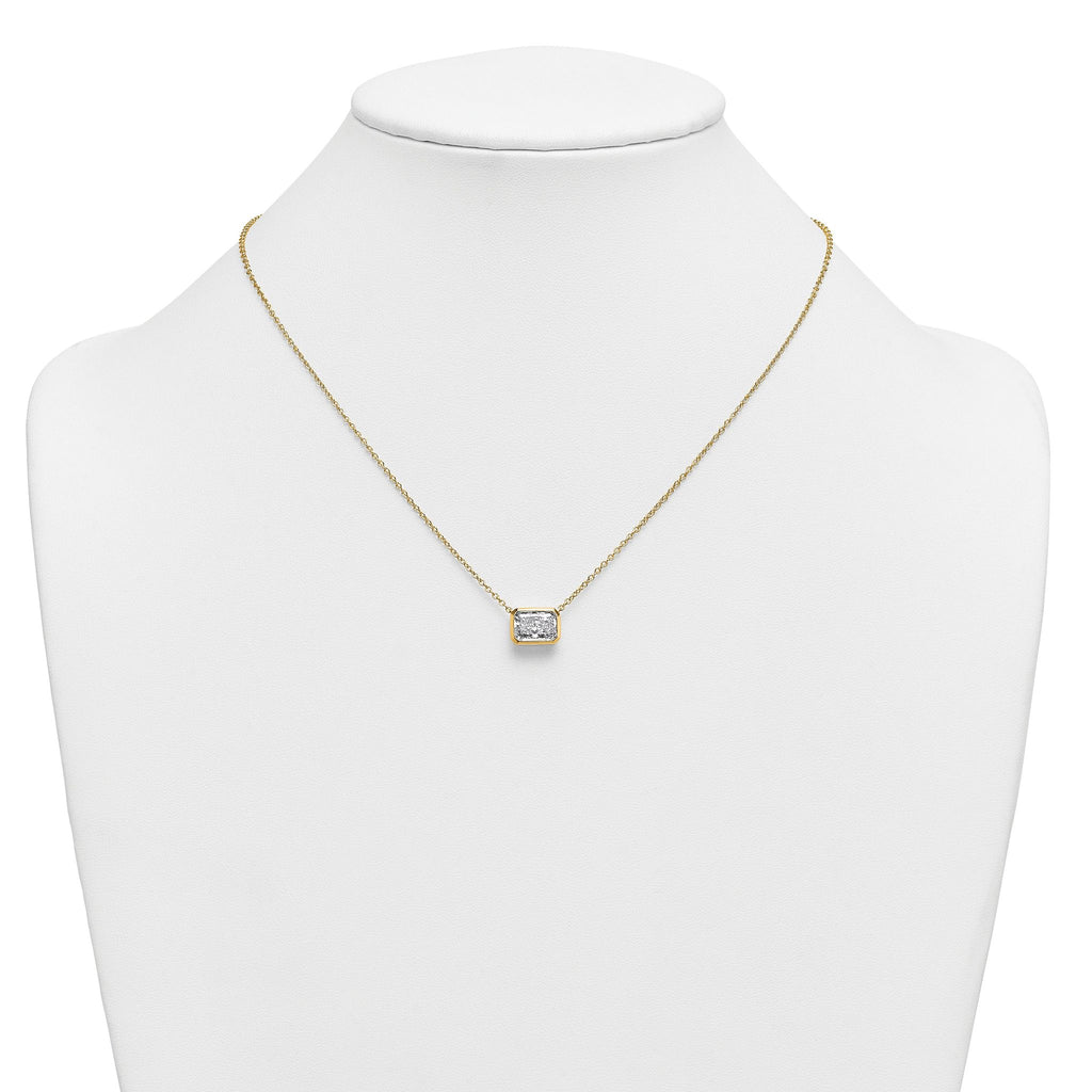 14k 2 carat Certified Lab Grown Diamond VS+ F+ Radiant Complete 18 inch Bezel Set Solitaire Necklace