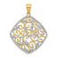14K Yellow Gold With Rhodium Diamond-Cut and Polished Filigree Swirl Pendant