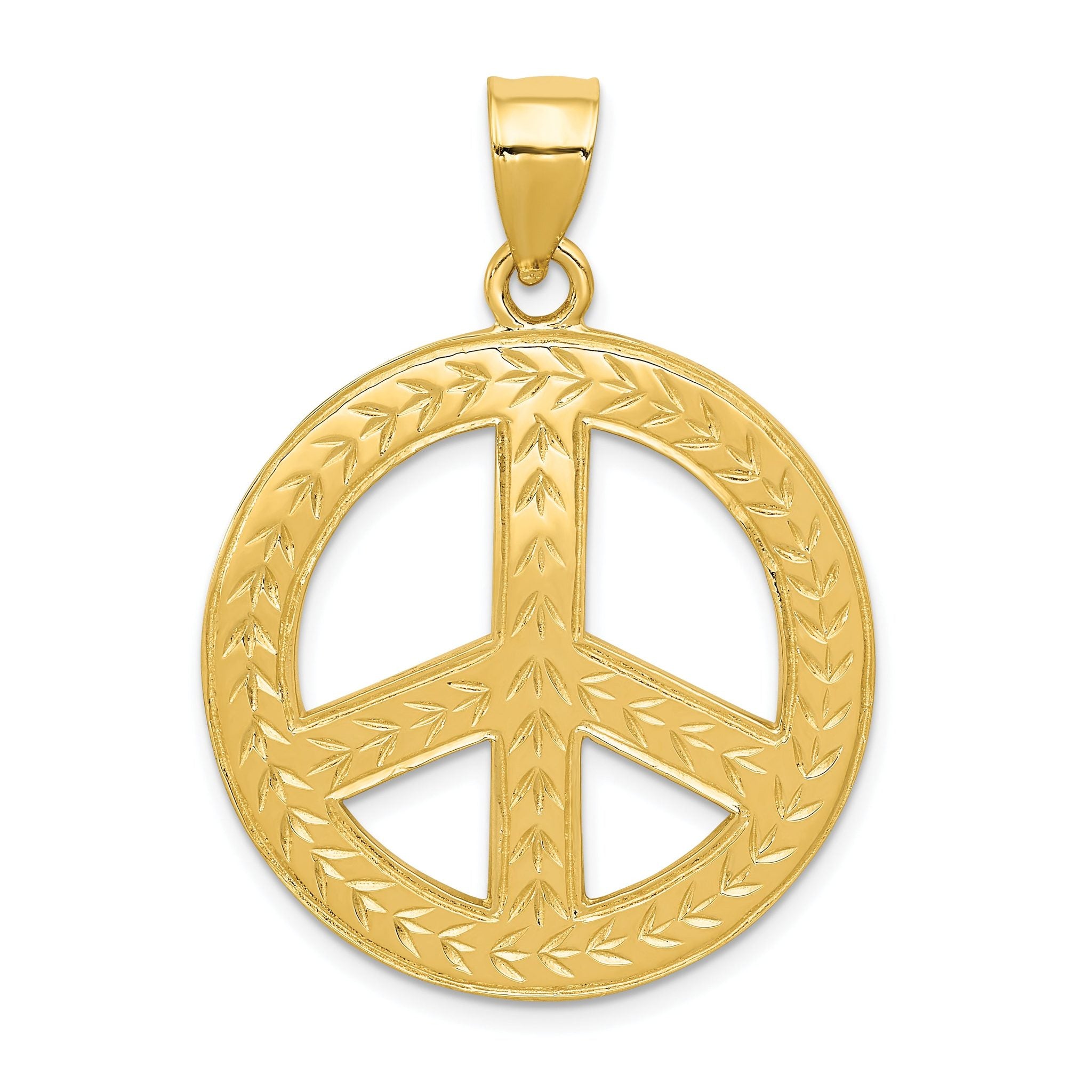 14K Gold Polished Peace Sign Pendant for Men by Sophia Jewelers Main image