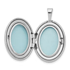 Sterling Silver Rhodium-plated & Diamond Polished 19mm Oval Locket