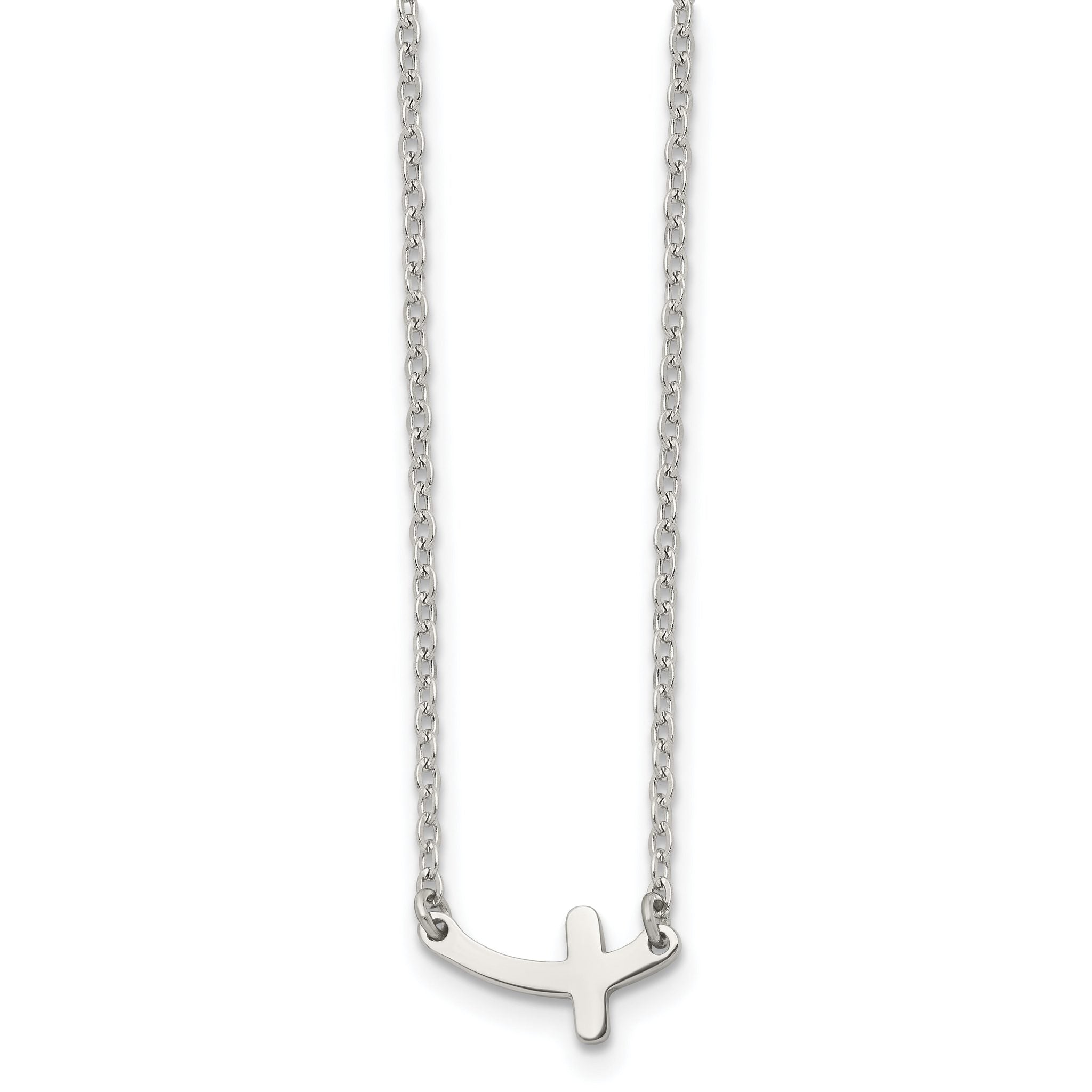 Sideways Cross Necklace in Stainless Steel, 18in Main image