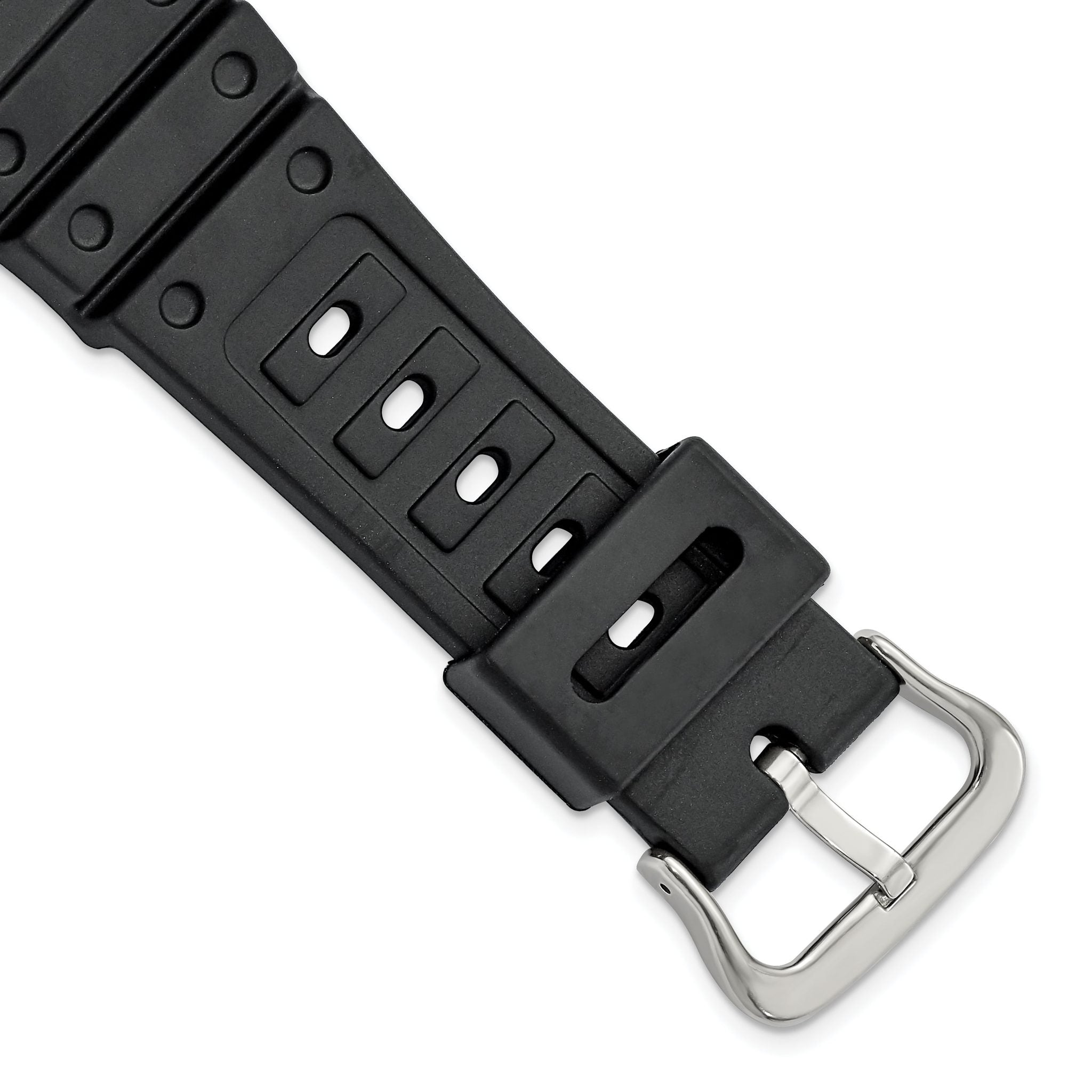 18mm Black Polyurethane Sport with Stainless Steel Buckle 7.9 inch Watch Band Main image
