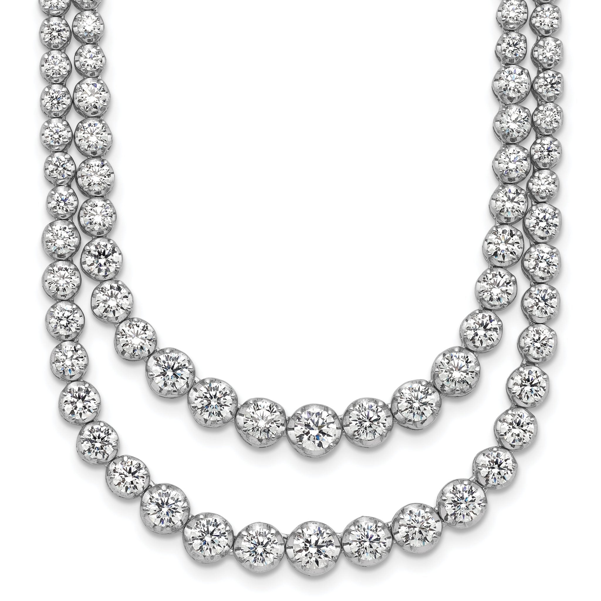 14k White Gold 14 7/8 carat Certified Lab Grown Diamond VS+ F+ Complete 18 inch Graduated Layered Tennis Necklace Main image