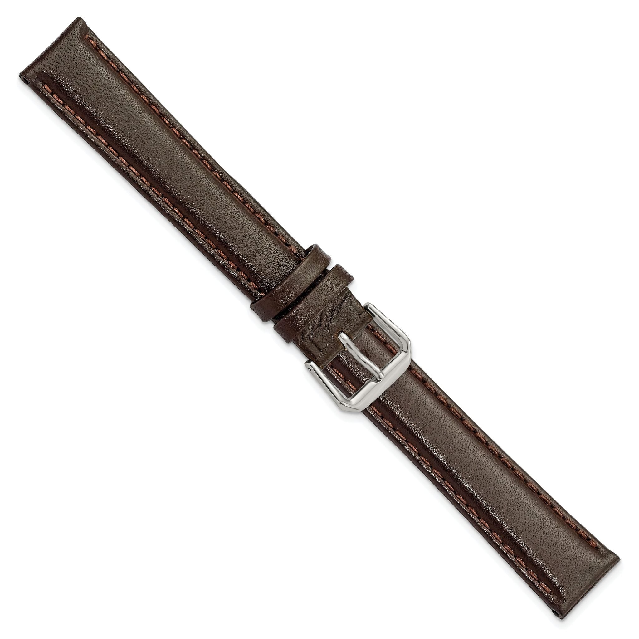 Extra-Long Smooth Leather Watch Band in Brown, 16mm