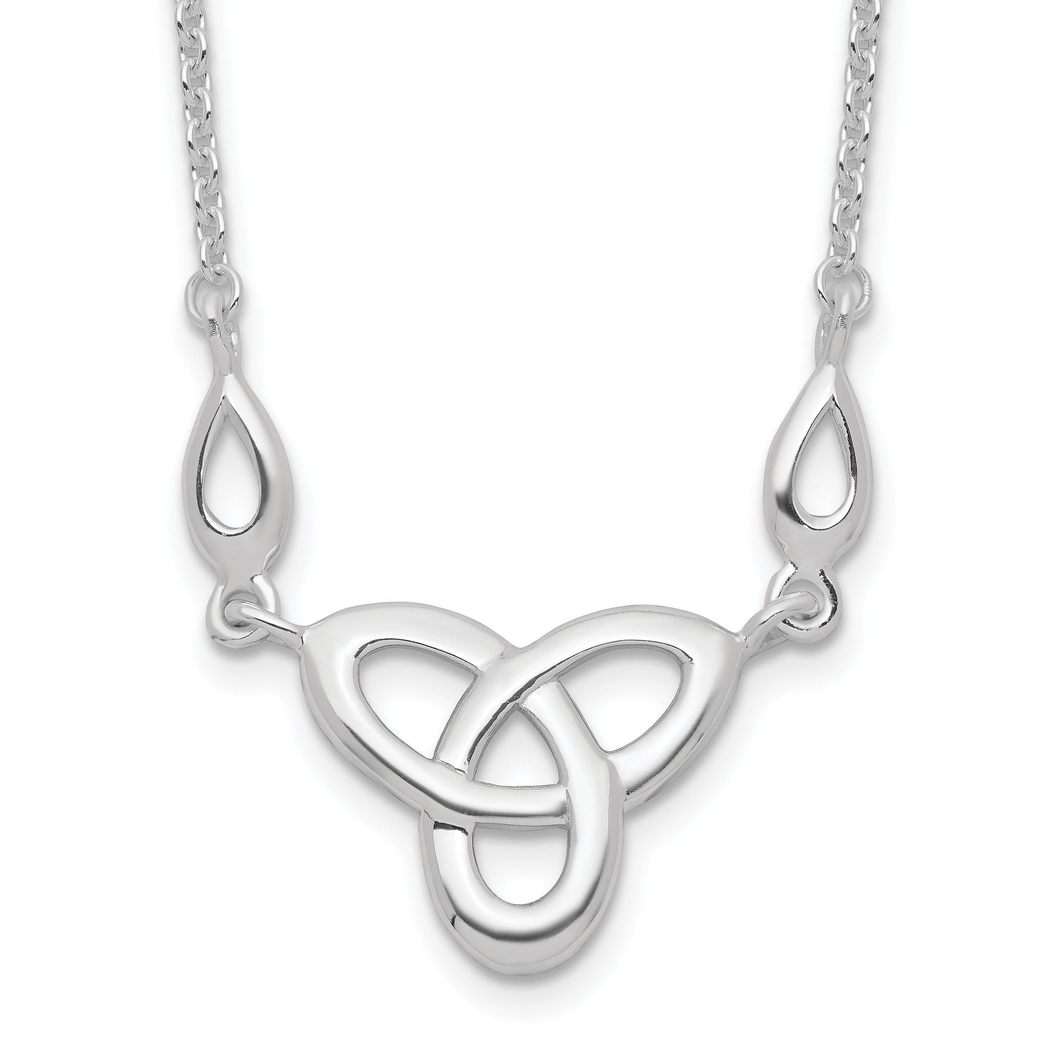 Sterling Silver Rhodium-plated Polished Celtic Knot 16 inch Necklace with 1.5 inch extension Main image