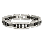 Stainless Steel Brushed and Polished Black IP-plated Bracelet for Men