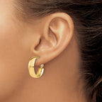 10K Polished Omega Back Hoop Earrings