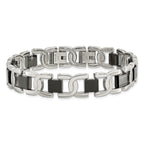 Stainless Steel Polished Black IP-plated Fancy Link Bracelet for Men