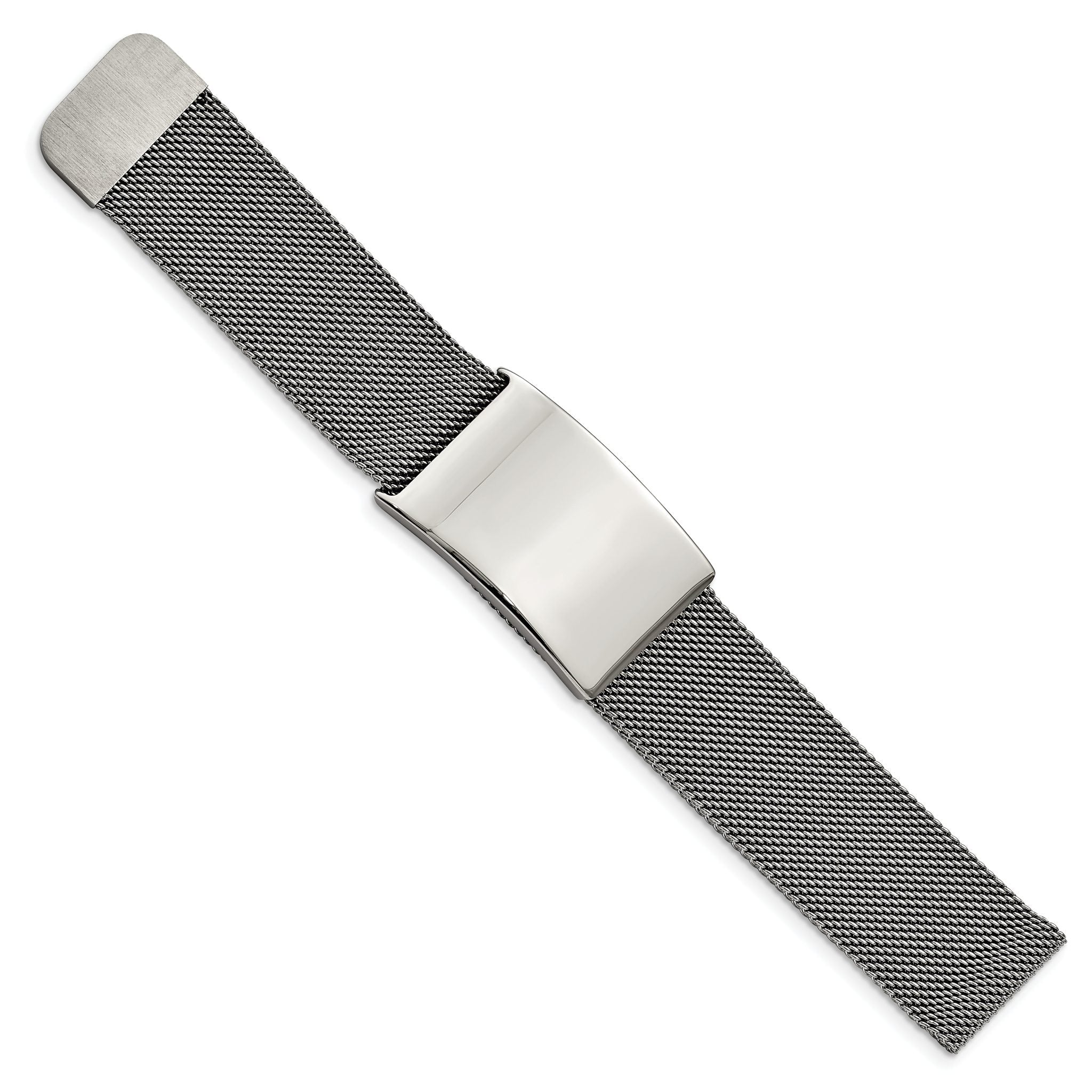 Stainless Steel Polished Mesh Adjustable ID Bracelet