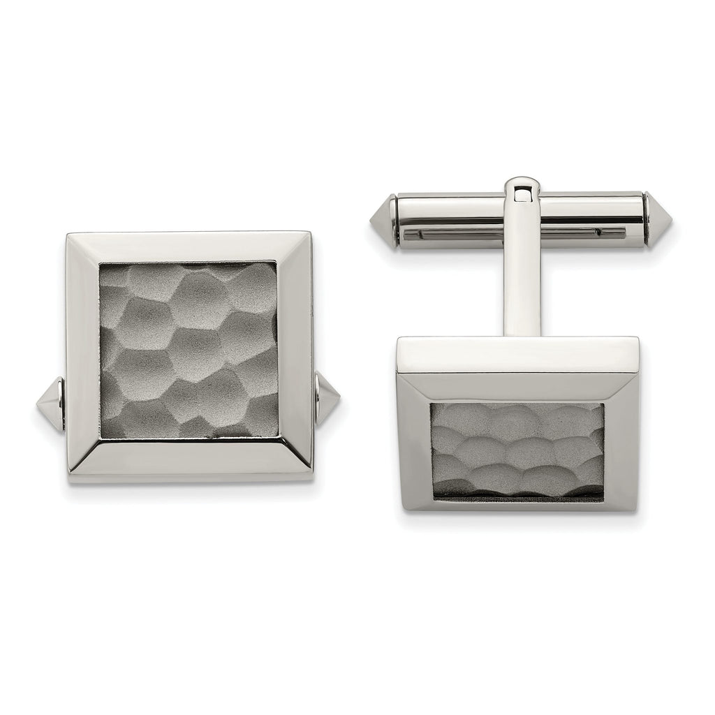 Polished & Hammered Titanium Cuff Links