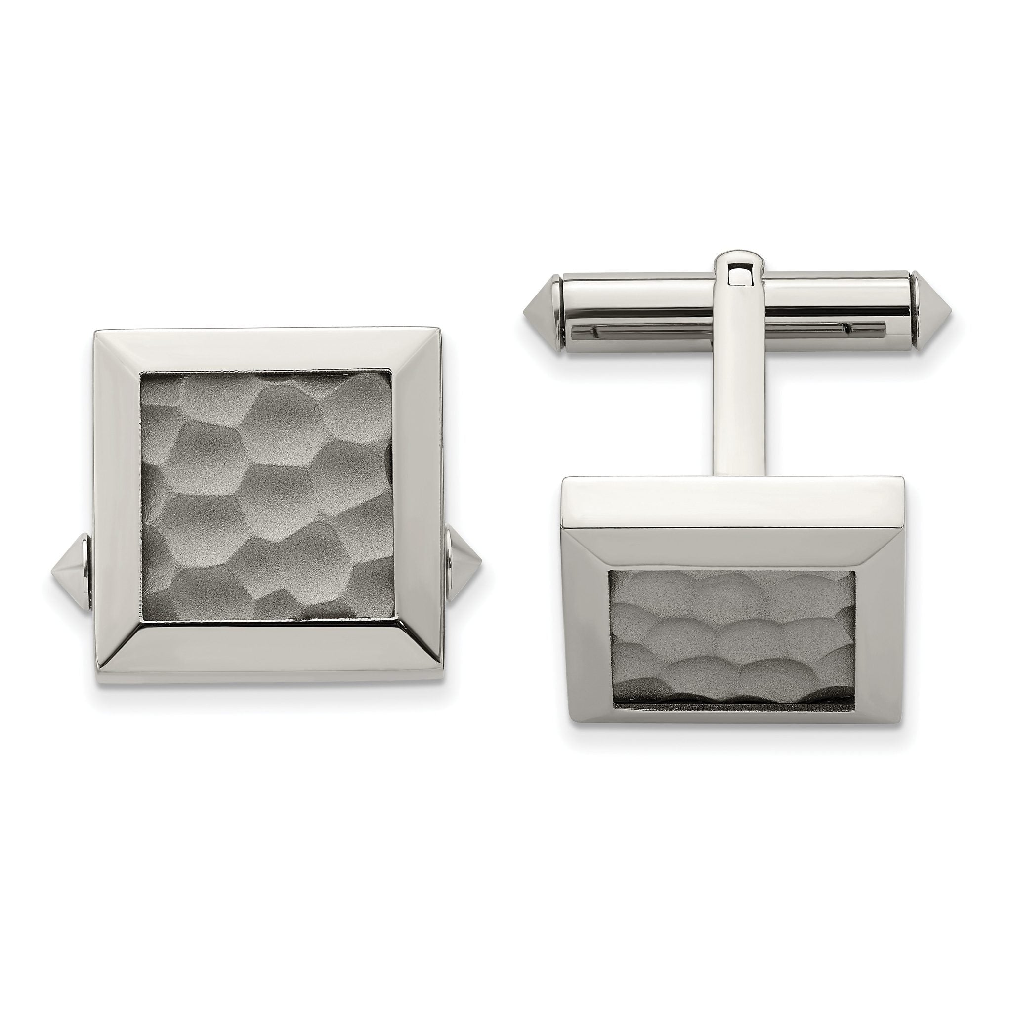 Polished & Hammered Titanium Cuff Links