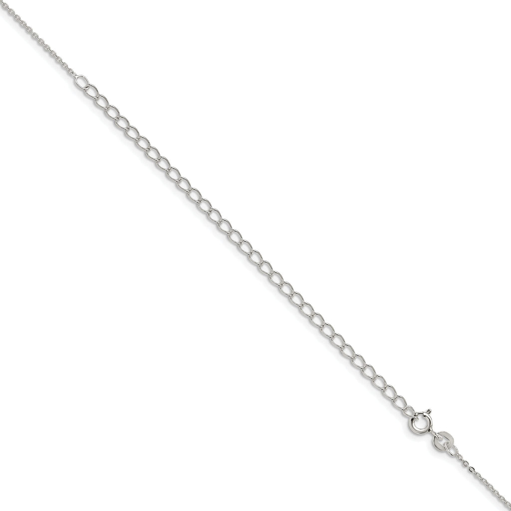 Sterling Silver .9mm Flat Link Cable Chain With 2in Extension