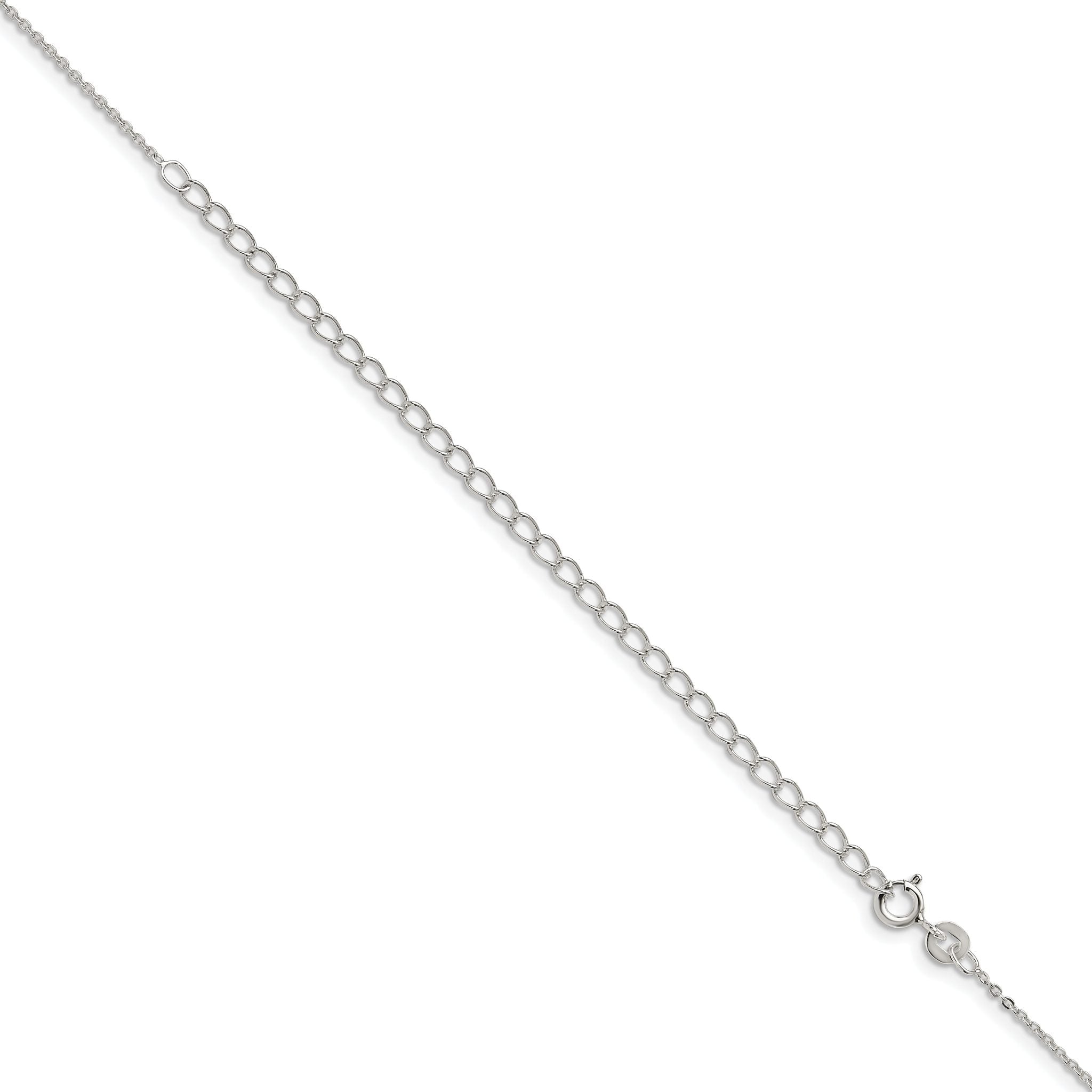 Sterling Silver .9mm Flat Link Cable Chain With 2in Extension