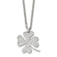 Chisel Stainless Steel Polished CZ Four Leaf Clover Pendant on a 22 inch Cable Chain Necklace