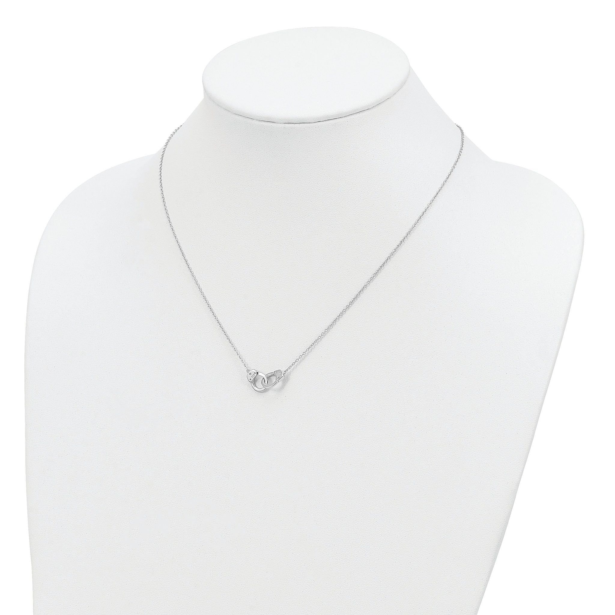 Sterling Silver Rhodium-plated Handcuff Necklace