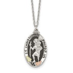 Landstrom's 925 Sterling Silver Necklace with 12K Gold Saint Christopher Pendant