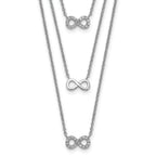 Sterling Silver Rhod-plated 3-Strand CZ Infinity With 2in ext. Necklace