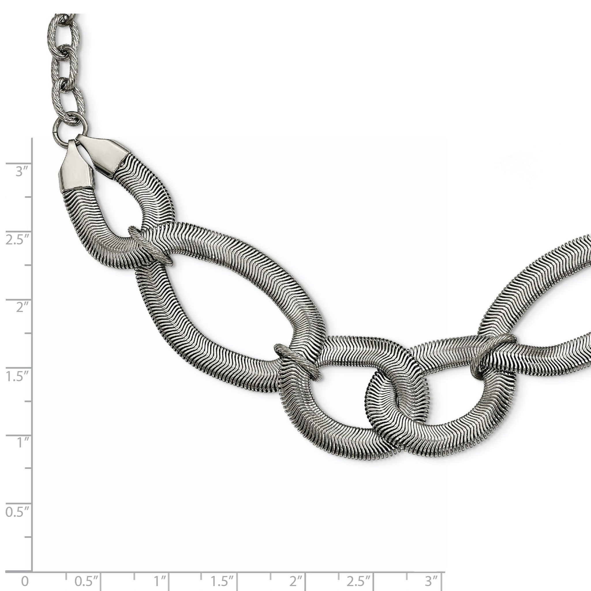 Polished Stainless Steel Women's Oval Necklace with Lobster Clasp