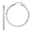 Sterling Silver 925 Brushed Diamond-Cut Hinged Hoop Earrings 38mm