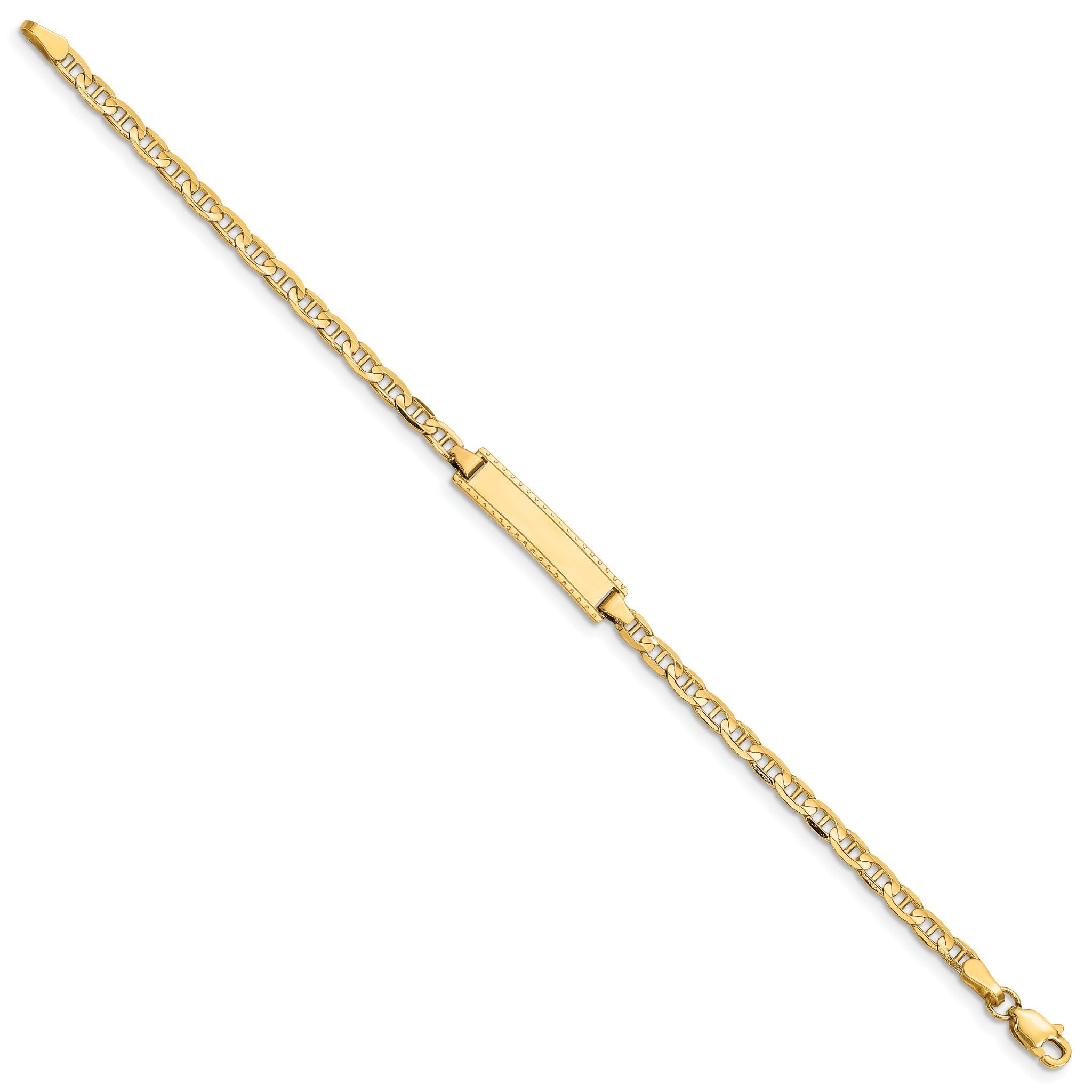 14k Polished Solid Chain/Solid Plate Anchor Link 20x5mm Plate 6 inch Baby/Child ID Bracelet Secondary image