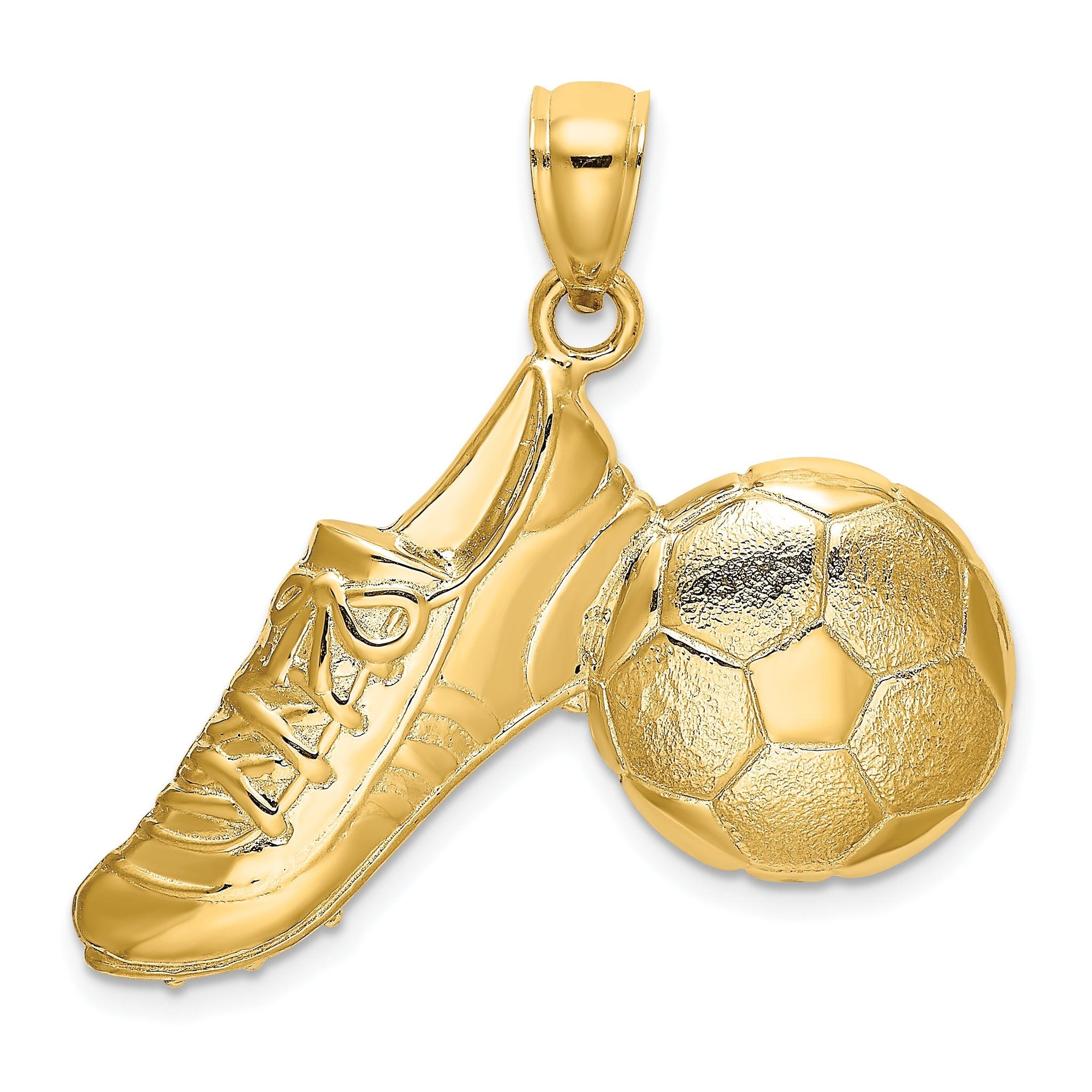 14K 2-D Polished Soccer Ball and Shoe Charm Main image