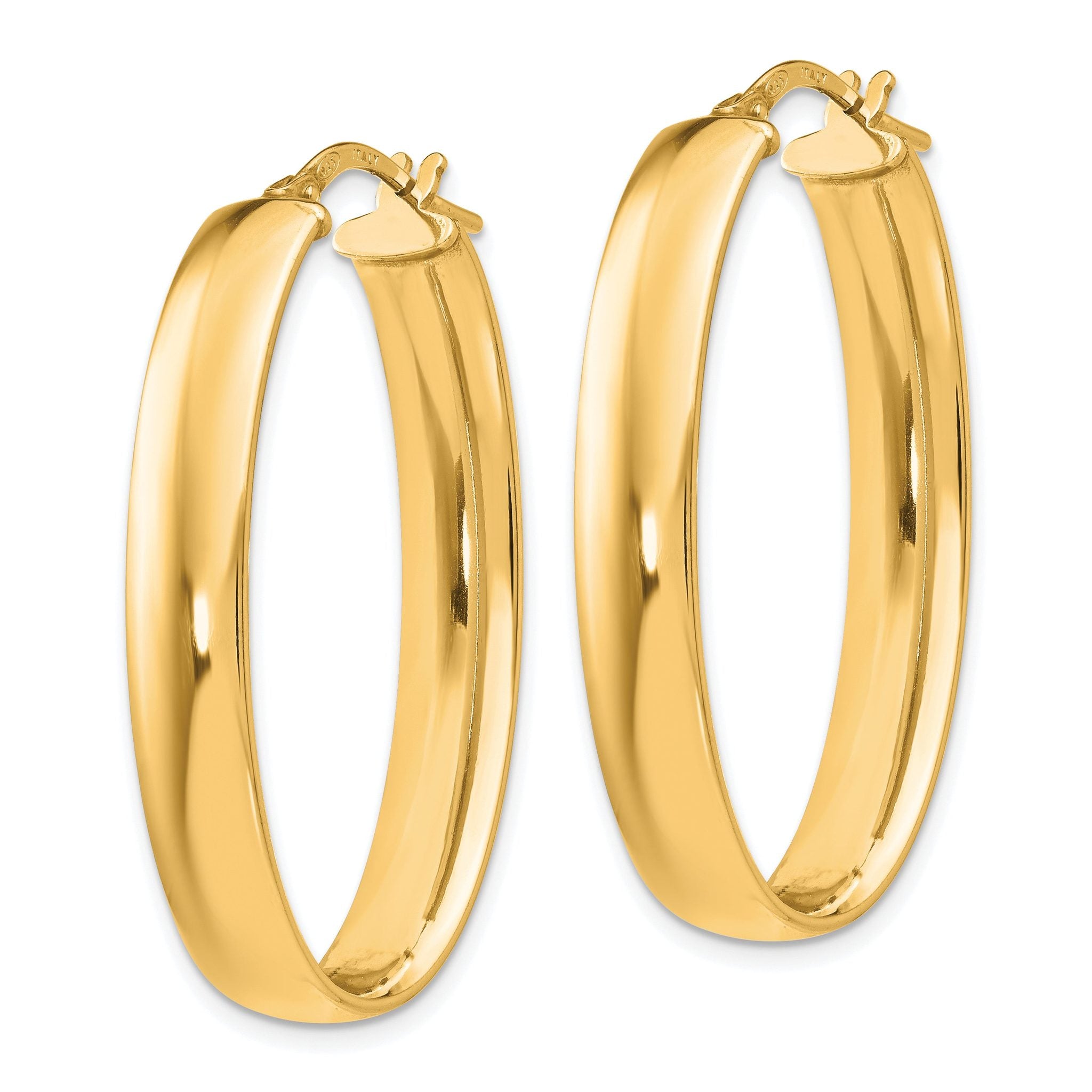 Sterling Silver Gold-Tone Polished Oval Hinged Hoop Earrings Secondary image