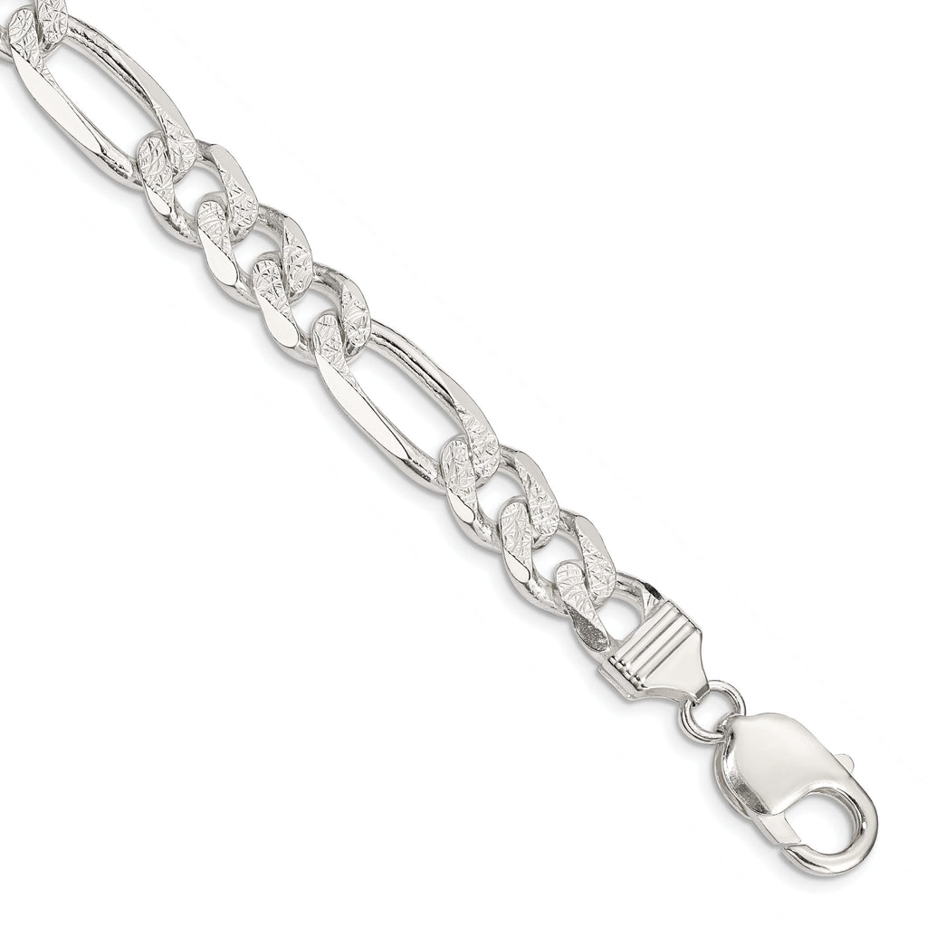 Sterling Silver 11.0mm PavÃ¢Â€Âš Flat Figaro Chain