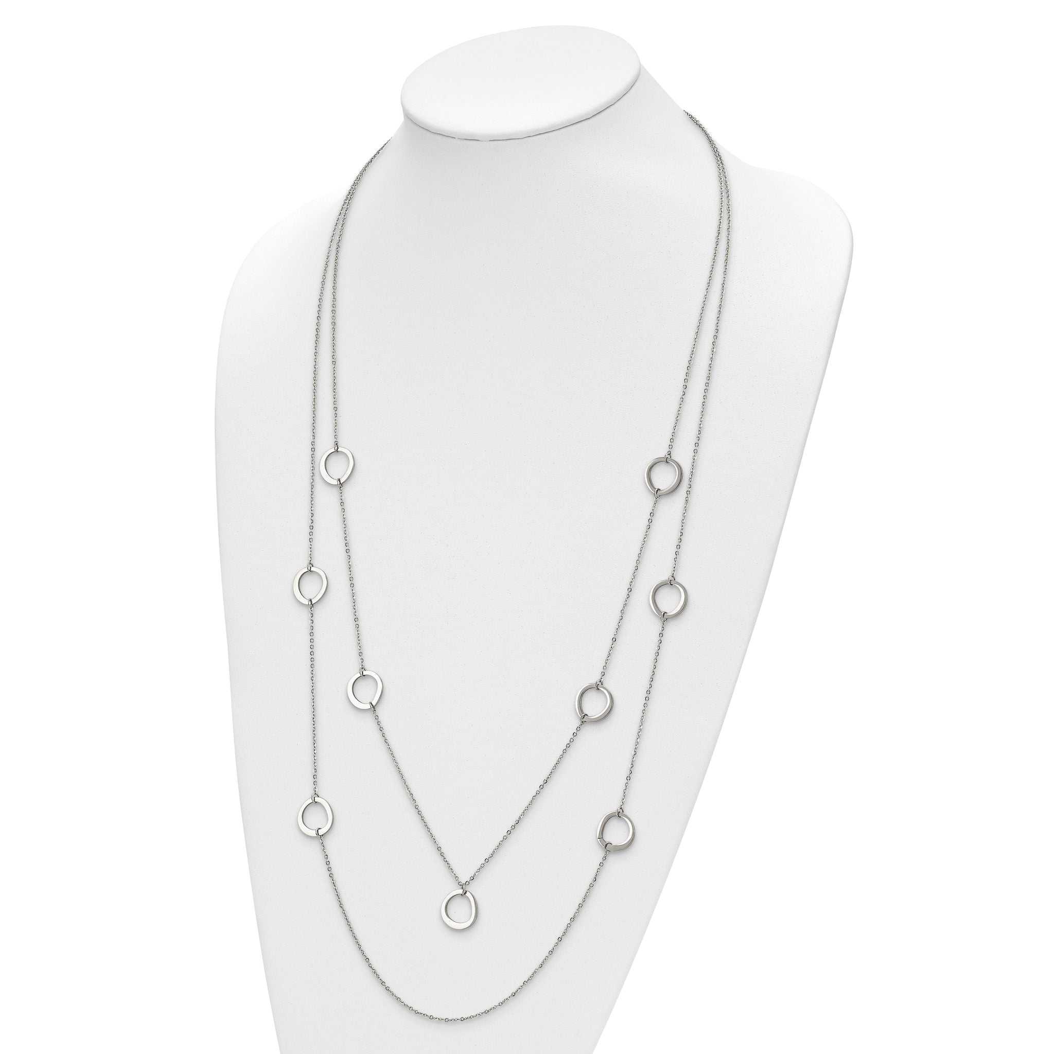 Chisel Stainless Steel Polished with Circles 2-Strand 31 inch Necklace Secondary image