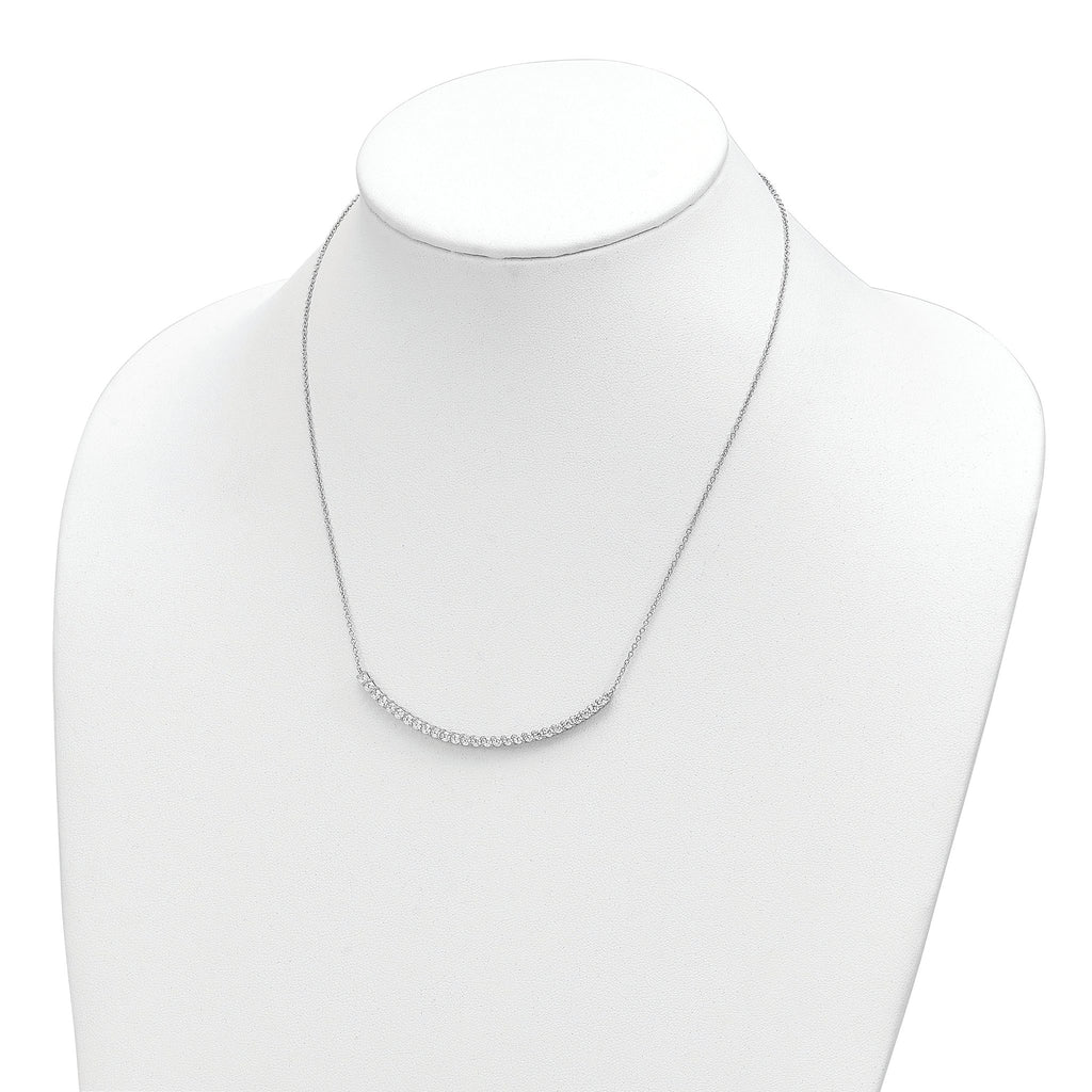 Cheryl M Sterling Silver Rhodium-plated Brilliant-cut CZ Curved Bar 18 Inch Necklace