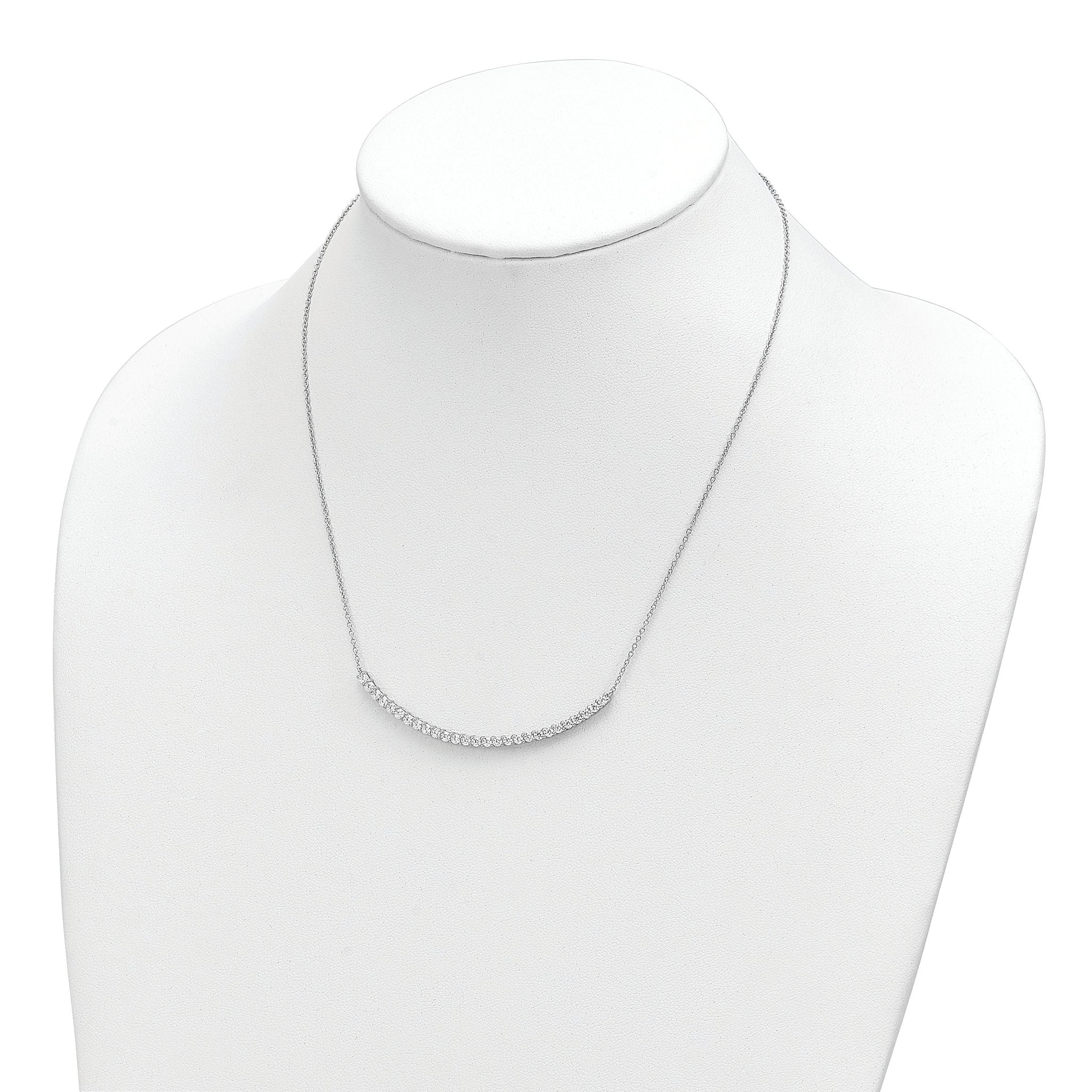Cheryl M Sterling Silver Rhodium-plated Brilliant-cut CZ Curved Bar 18 Inch Necklace
