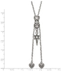 Sophia Jewelers Gothic Hearts & Sword CZ Adjustable Stainless Steel Necklace