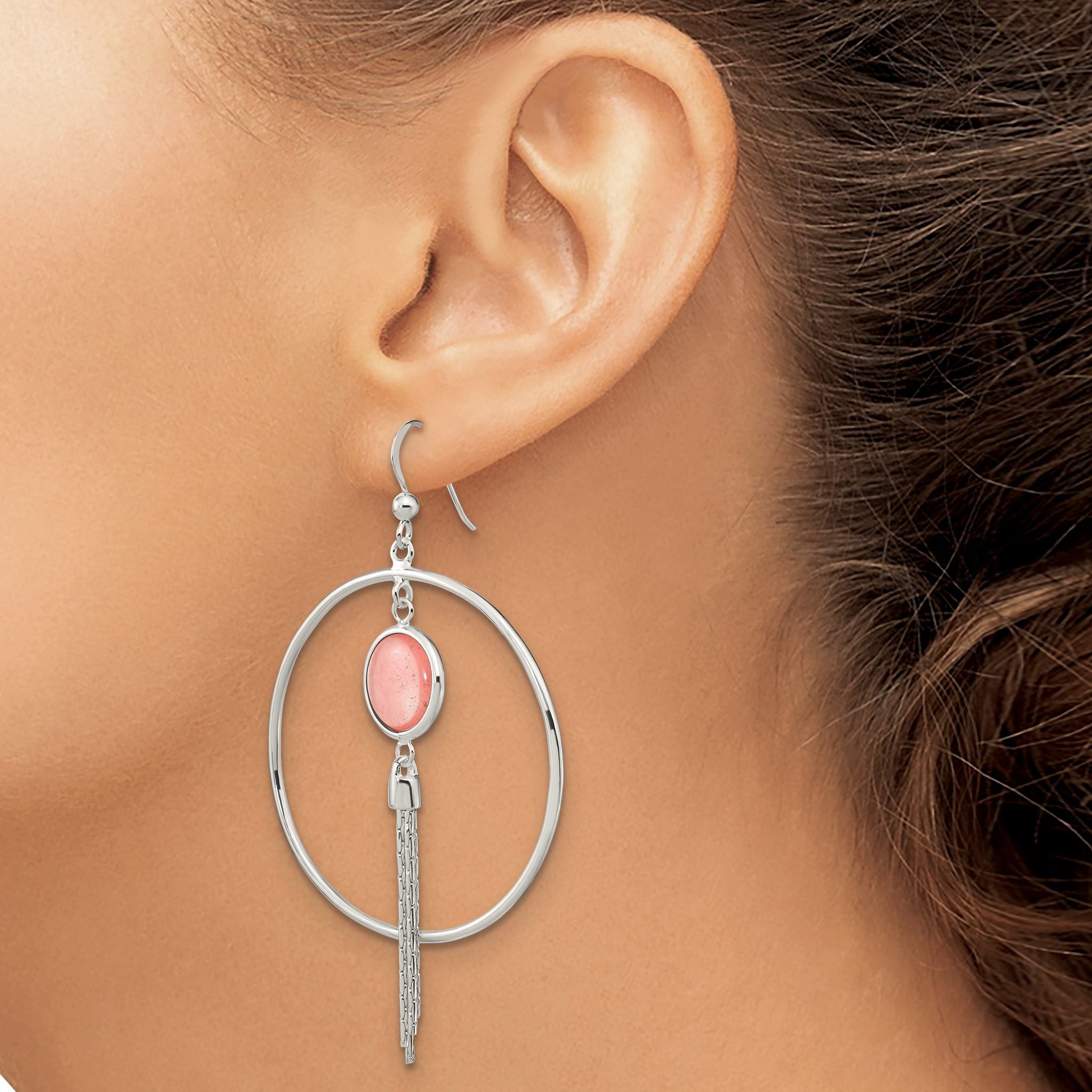 Sterling Silver Polished Dyed Agate Fancy Dangle Earrings