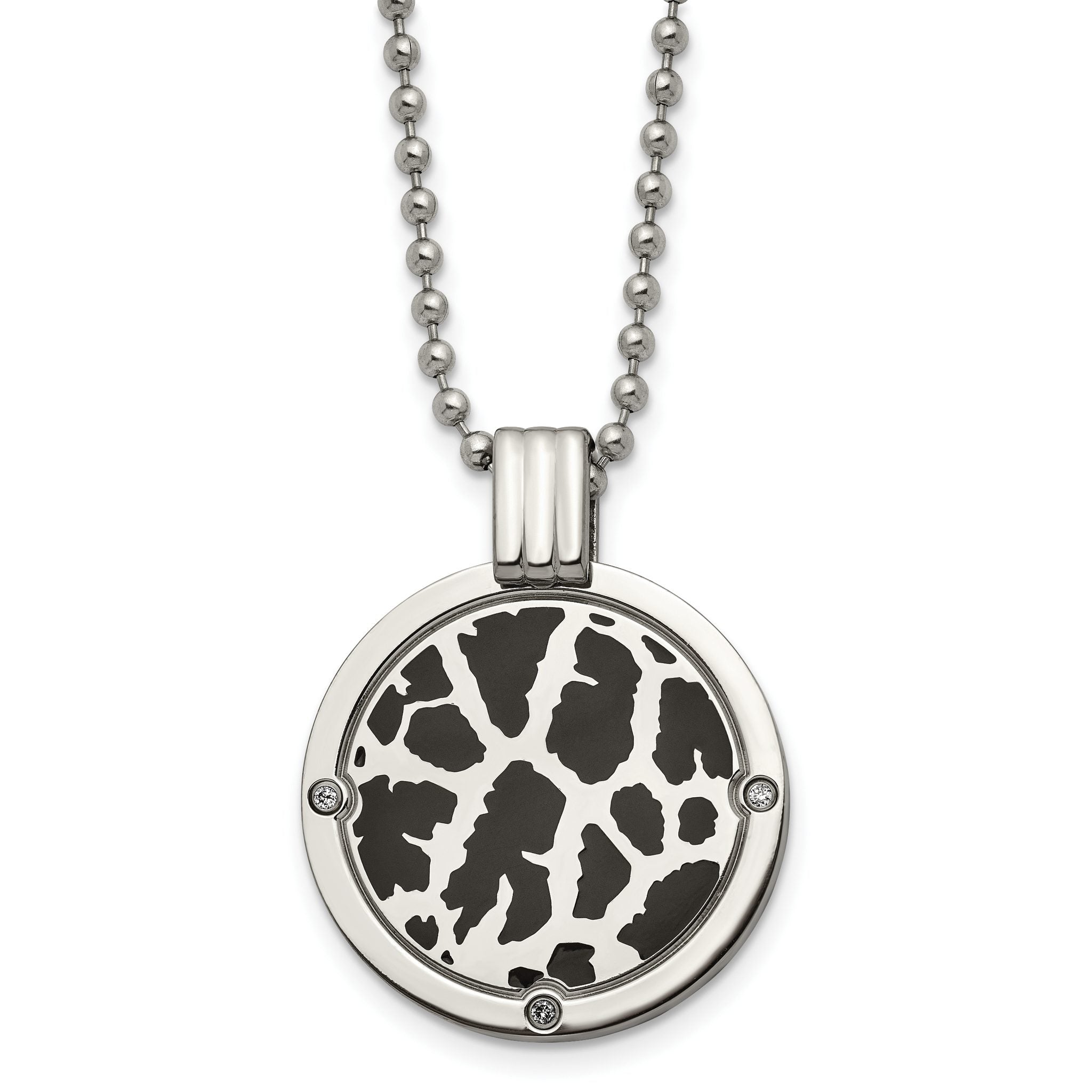 Black Enamel & Diamond Necklace in Titanium (1/20 ct.) Main image