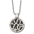 Black Enamel & Diamond Necklace in Titanium (1/20 ct.)