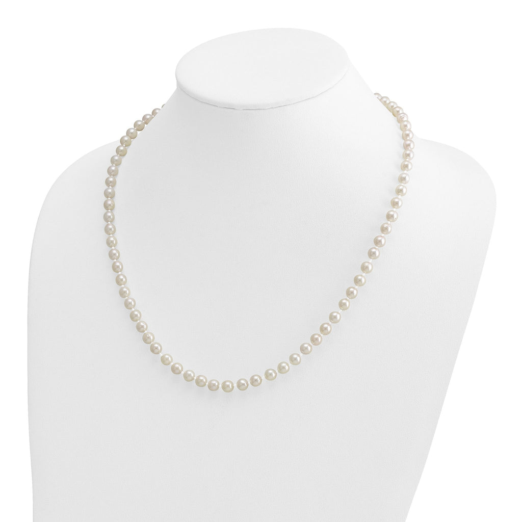 14k 5-6mm White Round Akoya Saltwater Cultured Pearl Necklace