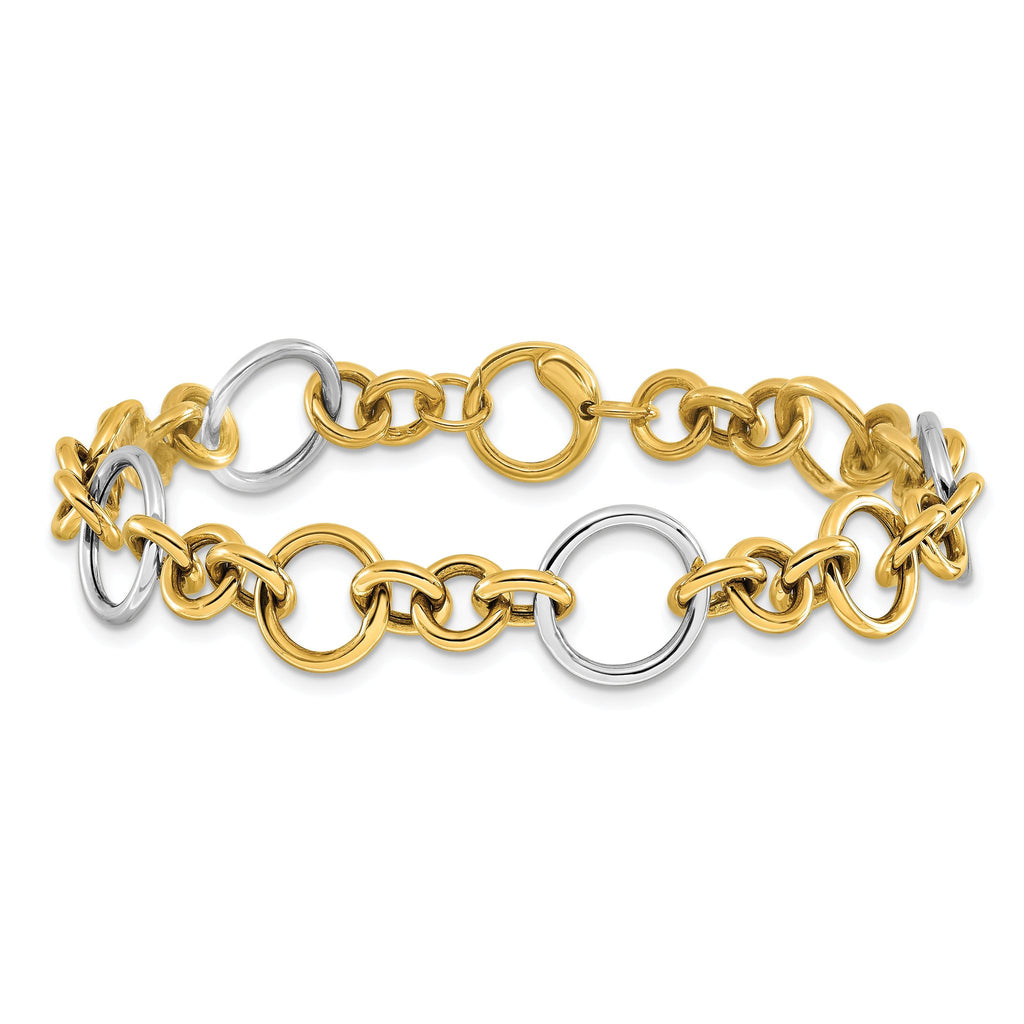 14K Two-Tone Polished Circle Links Bracelet