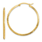 14K Polished Diamond-Cut Hoop Earrings