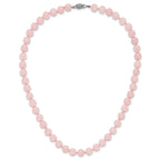 8-8.5mm Smooth Beaded Rose Quartz Necklace With Sterling S.RH Clasp