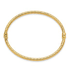 10K Yellow Gold Hinged Bangle with Polished Textured Finish and Safety Clasp