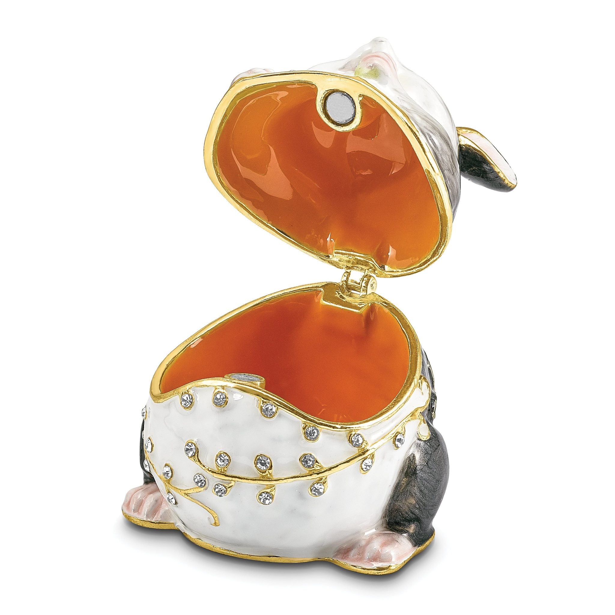 Luxury Giftware by Jere Pewter Bejeweled Crystals Gold-tone Enameled UNCLE JOE Chubby Mouse Trinket Box with Matching 18 Inch Necklace Secondary image