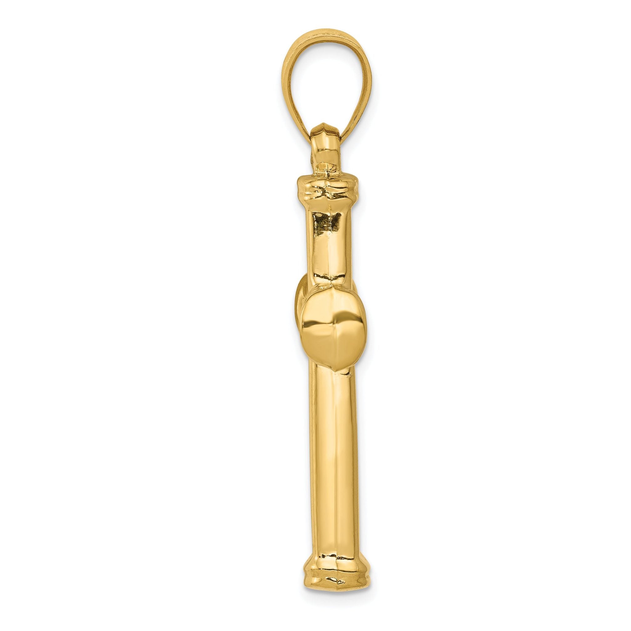 14K Gold Hollow Cross Pendant with Polished 3D Design Secondary image
