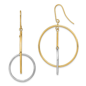 Double Circle & Bar Dangle Earrings in 14K Two-Tone Gold - Sophia Jewelers