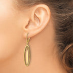 14K Polished and Textured Dangle Leverback Earrings
