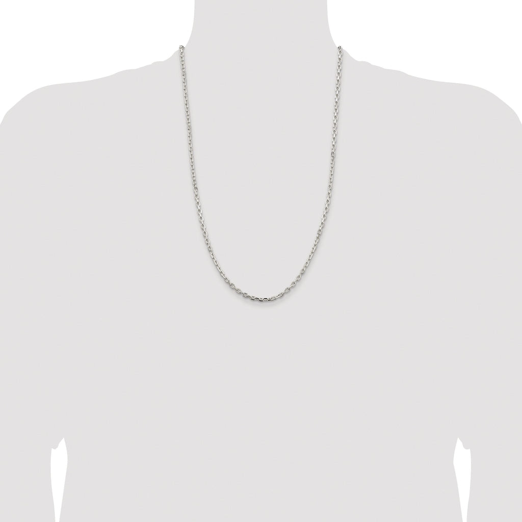 Beveled Oval Cable Chain Necklace in Sterling Silver, 3.25mm