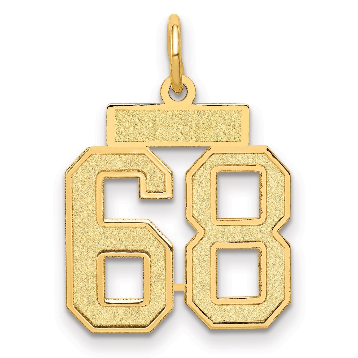 14K Yellow Gold Satin Number 68 Charm with Brushed Finish